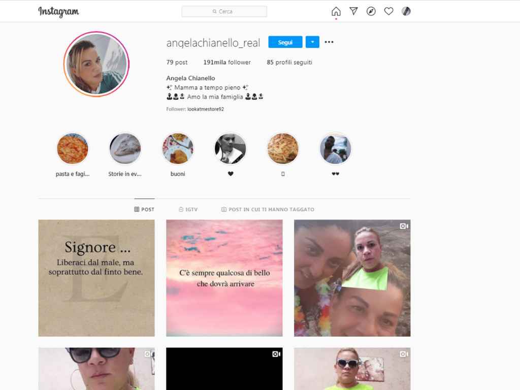 non ce n'è di coviddi...senza speranza angela chianiello-profilo instagram - 200000 followers